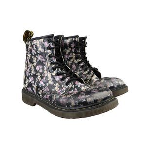 Dr Martens Shoes Girls 2 Boot Combat Delaney 1460 Floral Zip Leather Lace Up Kid